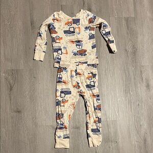Old Navy Cream Pajama Set with Blue and Orange Trucks